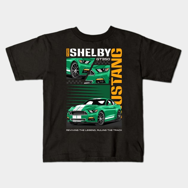 Vintage V8 Shelby GT350 Car Kids T-Shirt by milatees